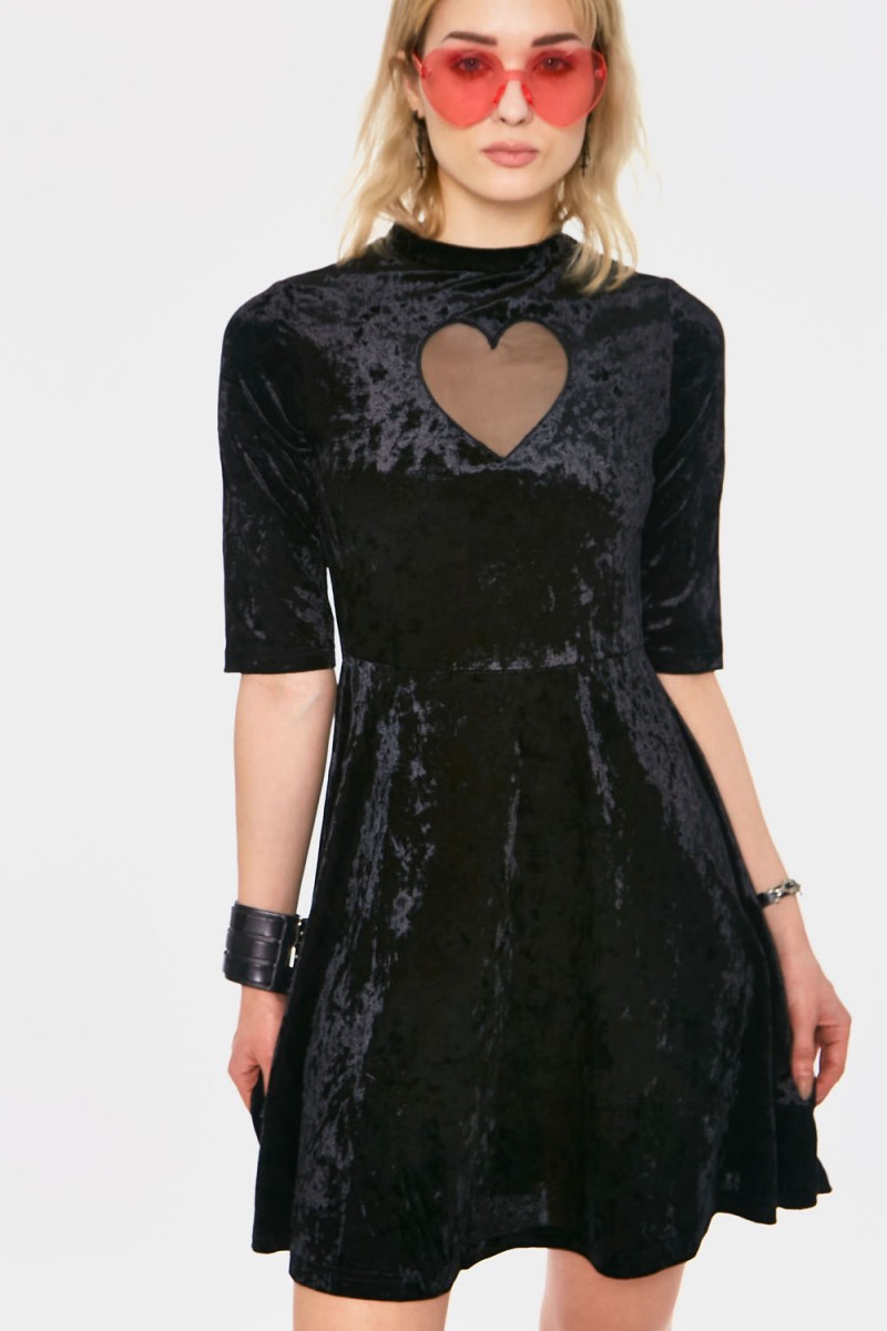 Heartless Black Velvet Dress