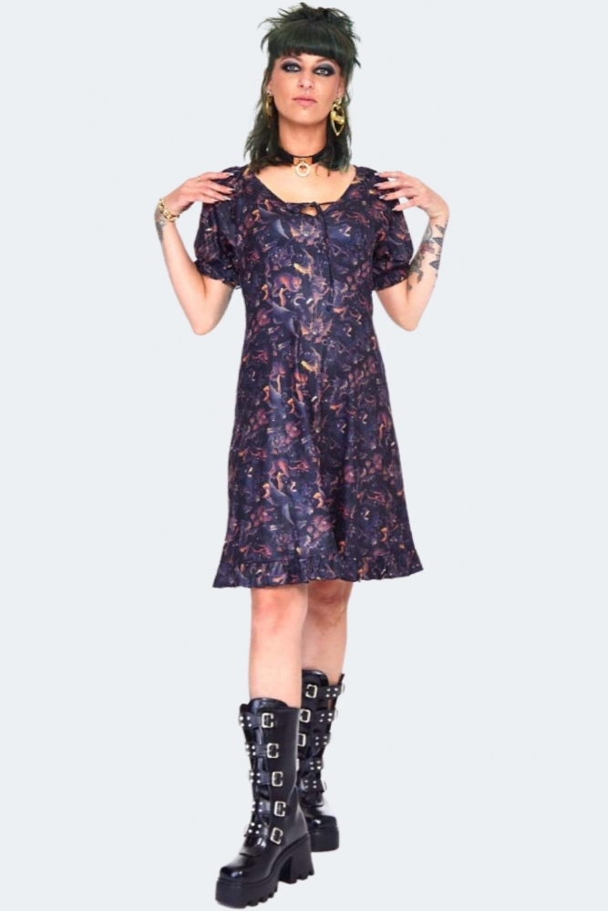 Paradise Lost Print Babydoll Dress