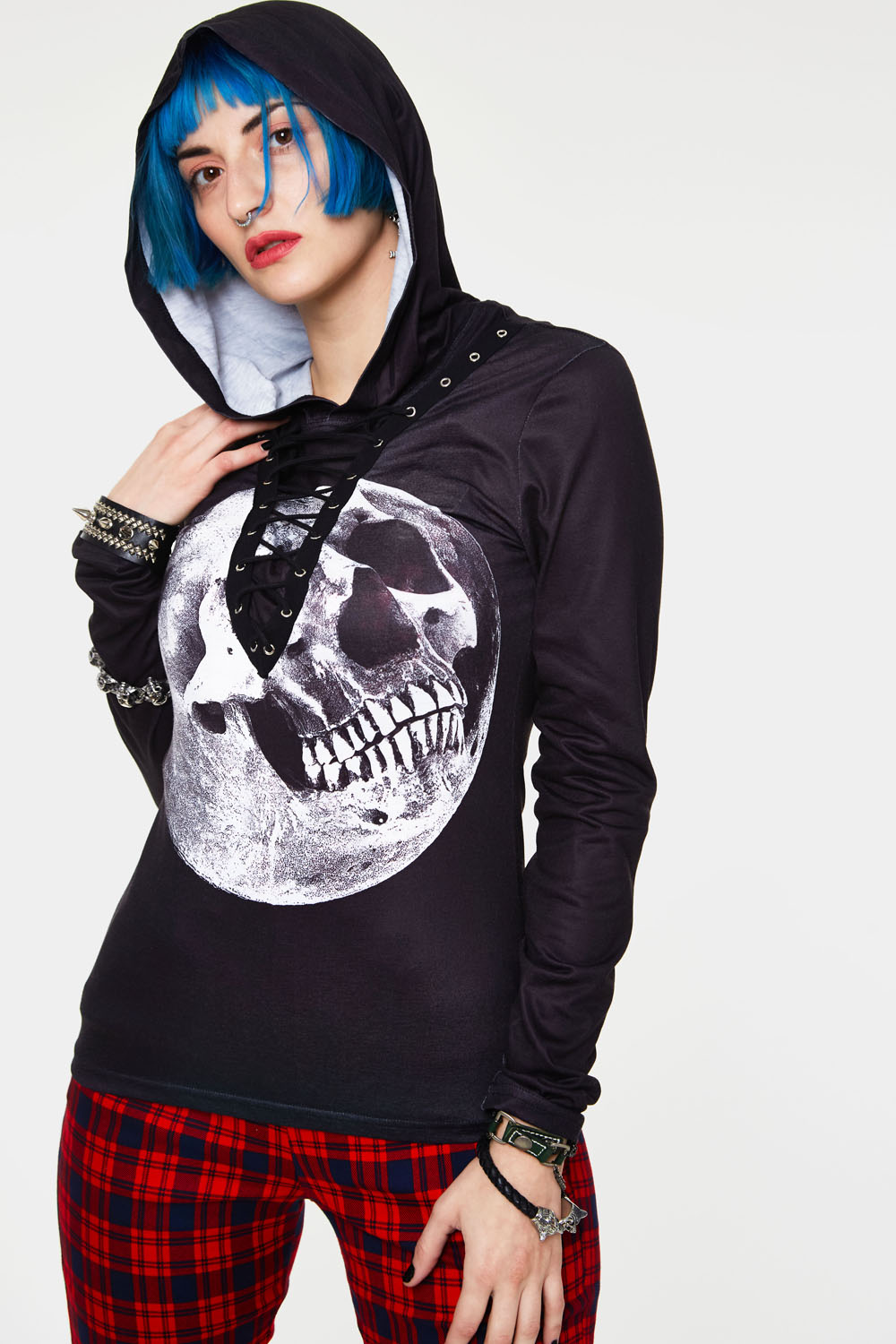 Skull In the Moon Fitted Hoodie
