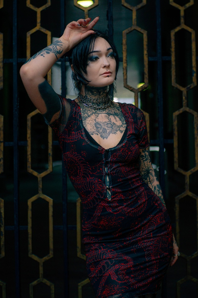 Snake Skeleton Mini Dress