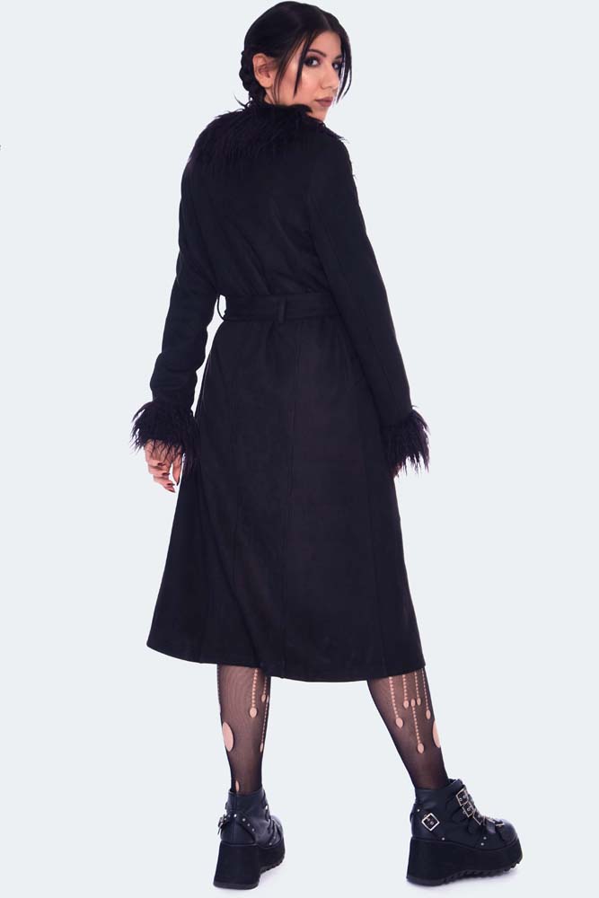 Spirited Embroidered Maxi Suede Coat
