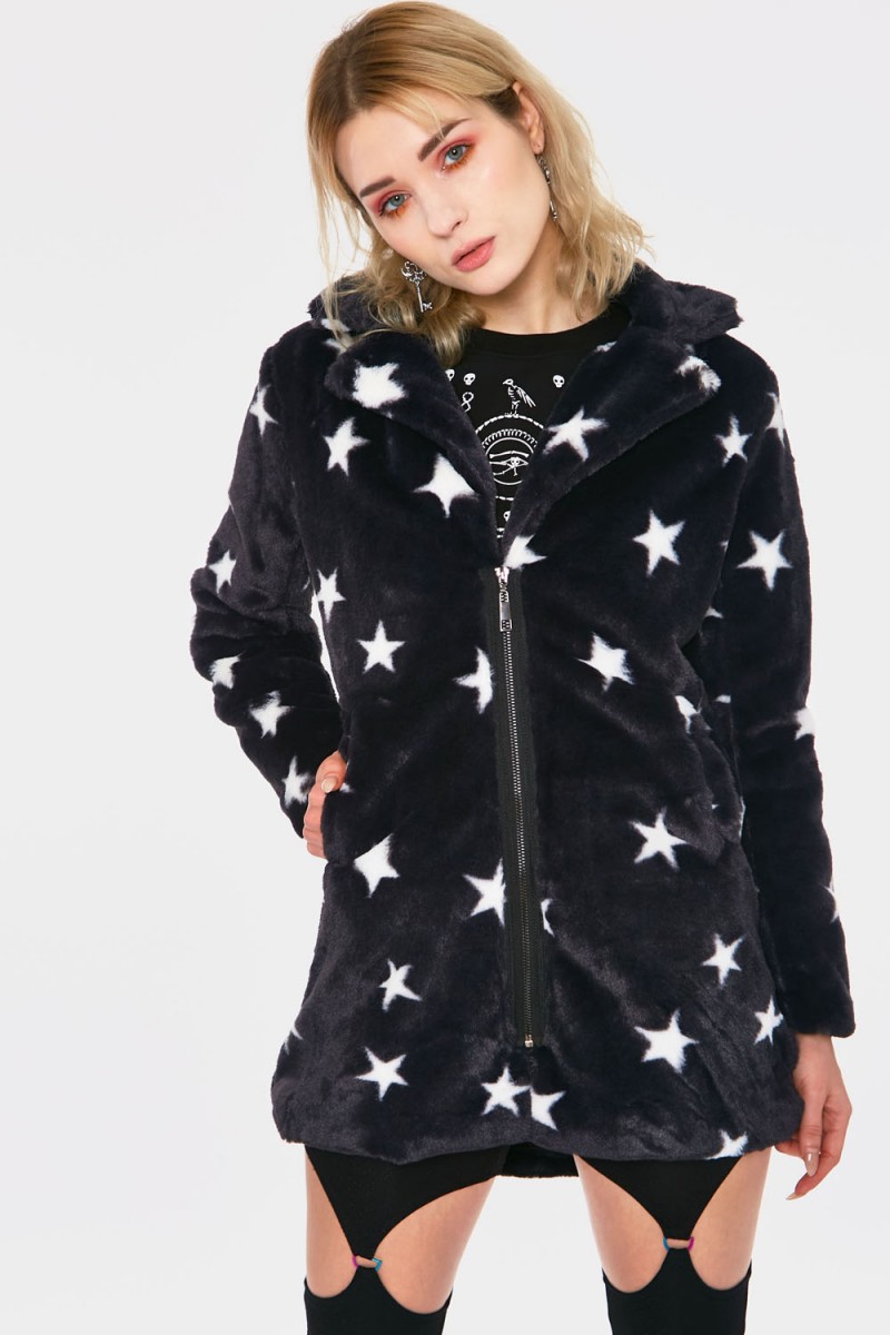 Starry Eyes Faux Fur Coat Plus Size