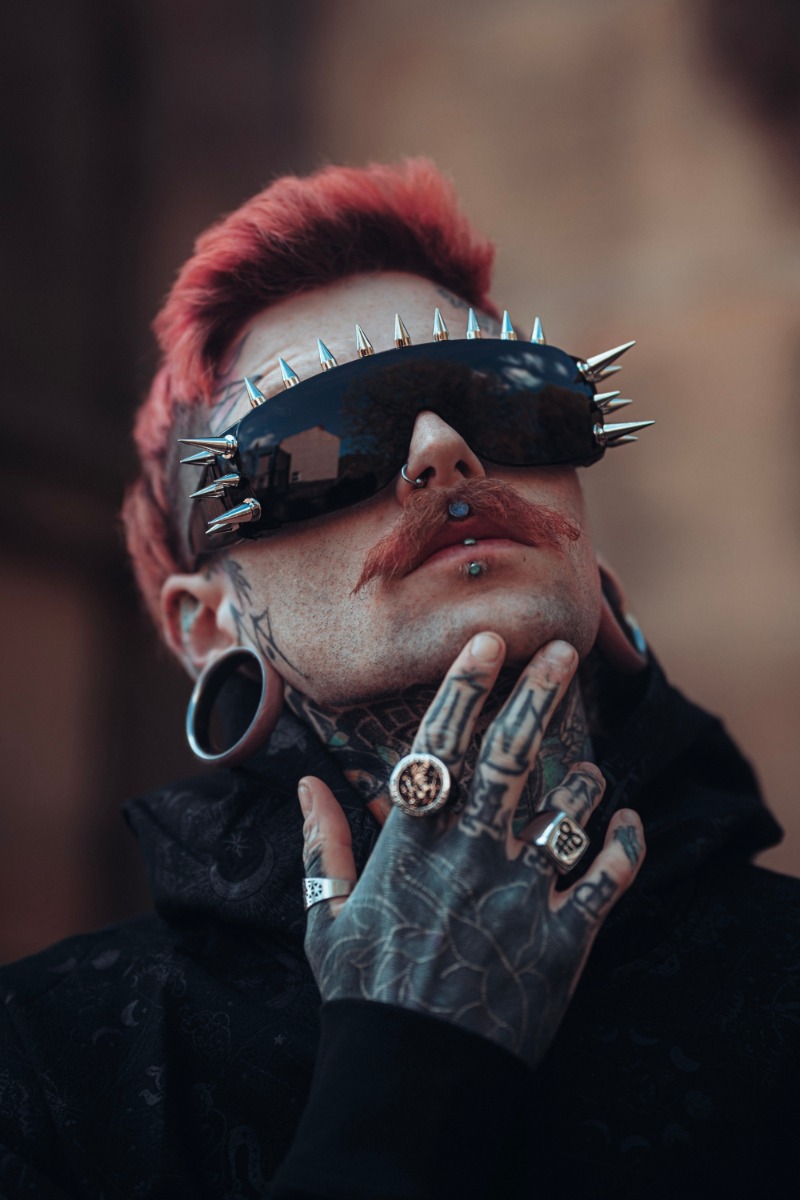 Spike Stud Oversized Black Sunglasses