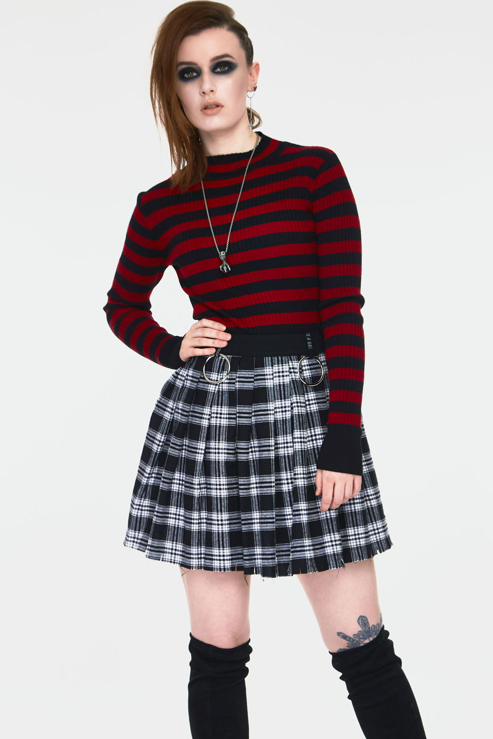 Teen Spirit Black Tartan Pleated Skirt