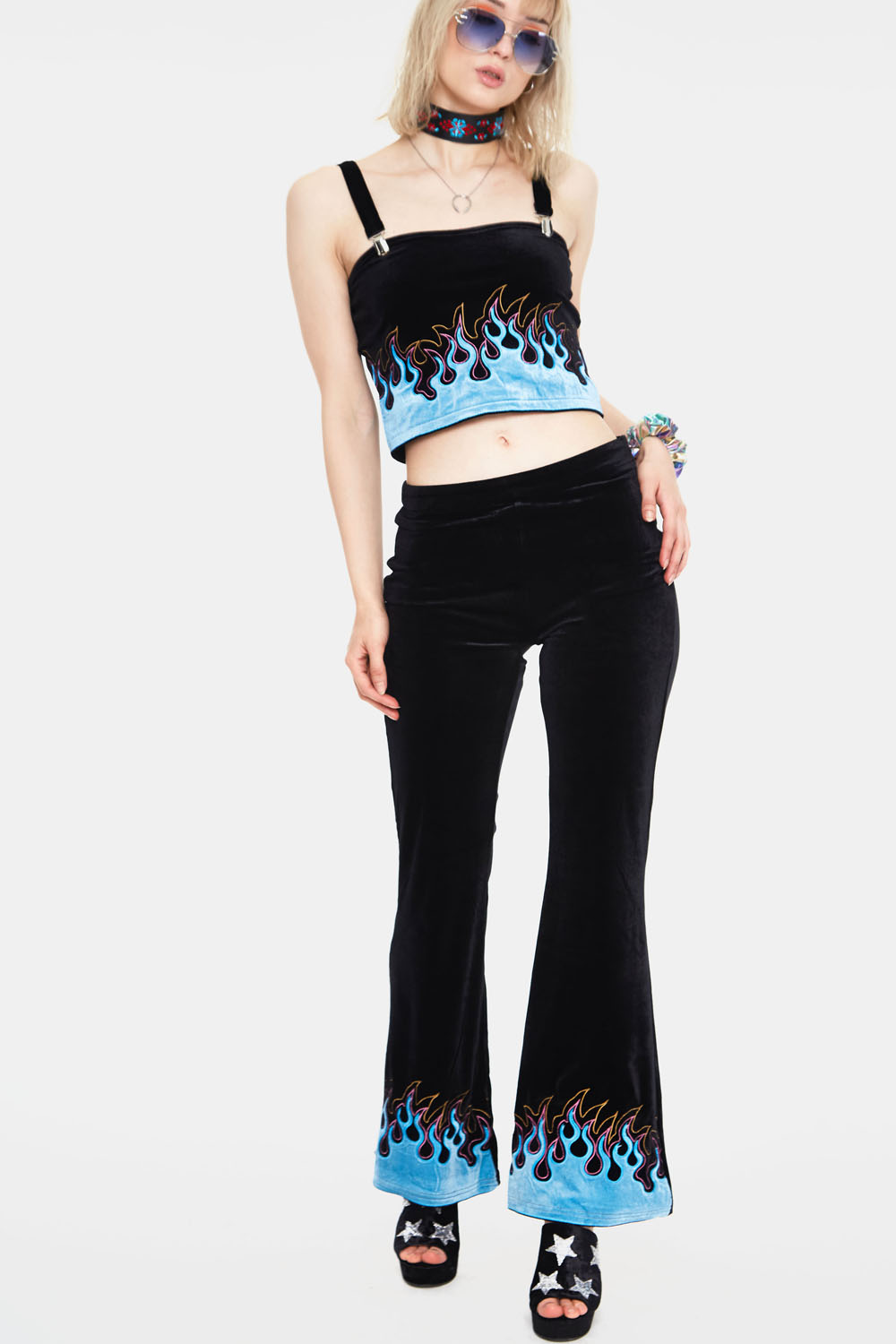 Too Hot To Handle Flame Flared Trousers | Alternative Clothing Store ...