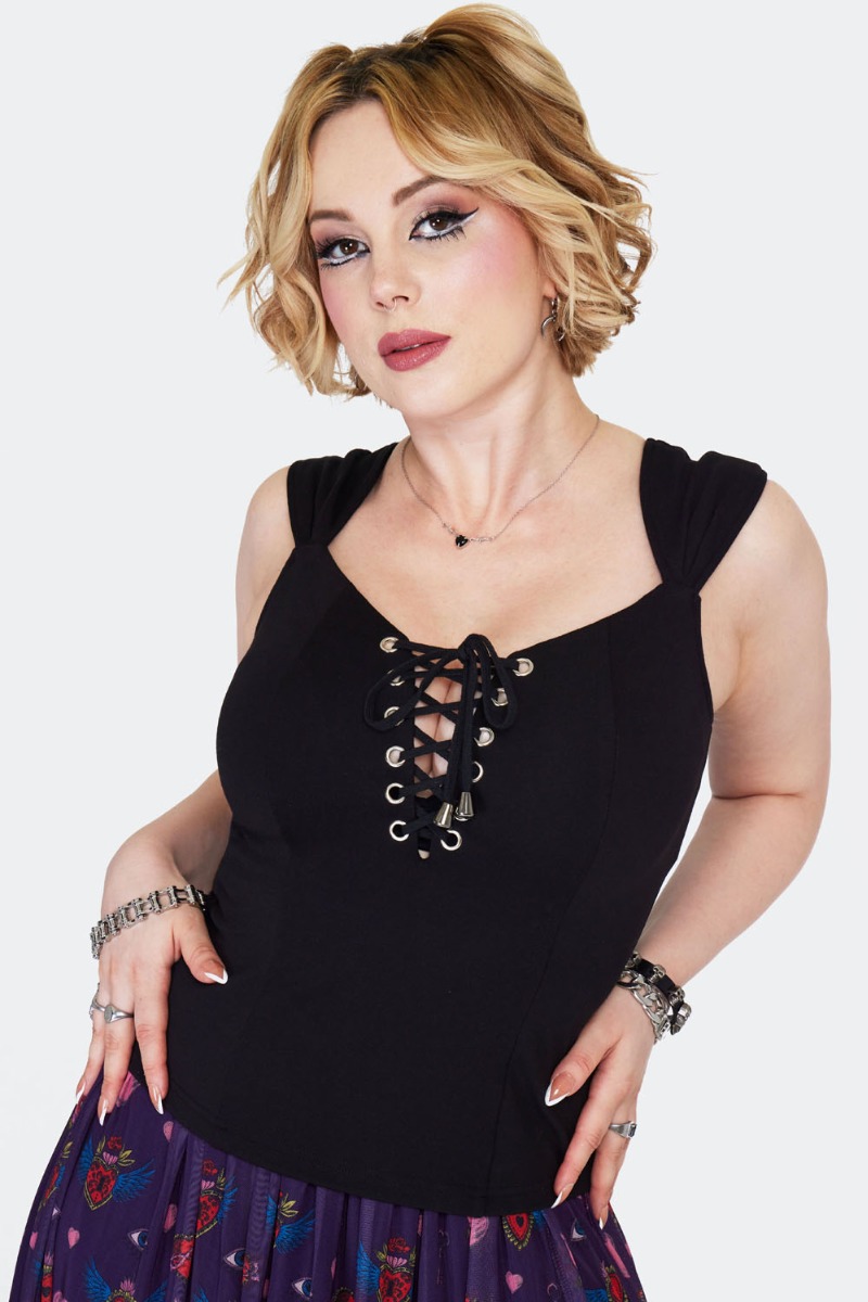 Lace Up Sleeveless Top